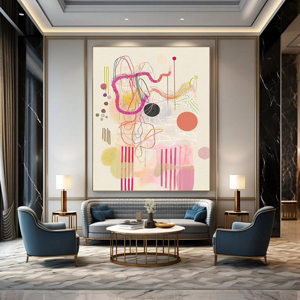 Playful Mixed - Media Abstract Painting for Eclectic Kids’ Playrooms GAB1258