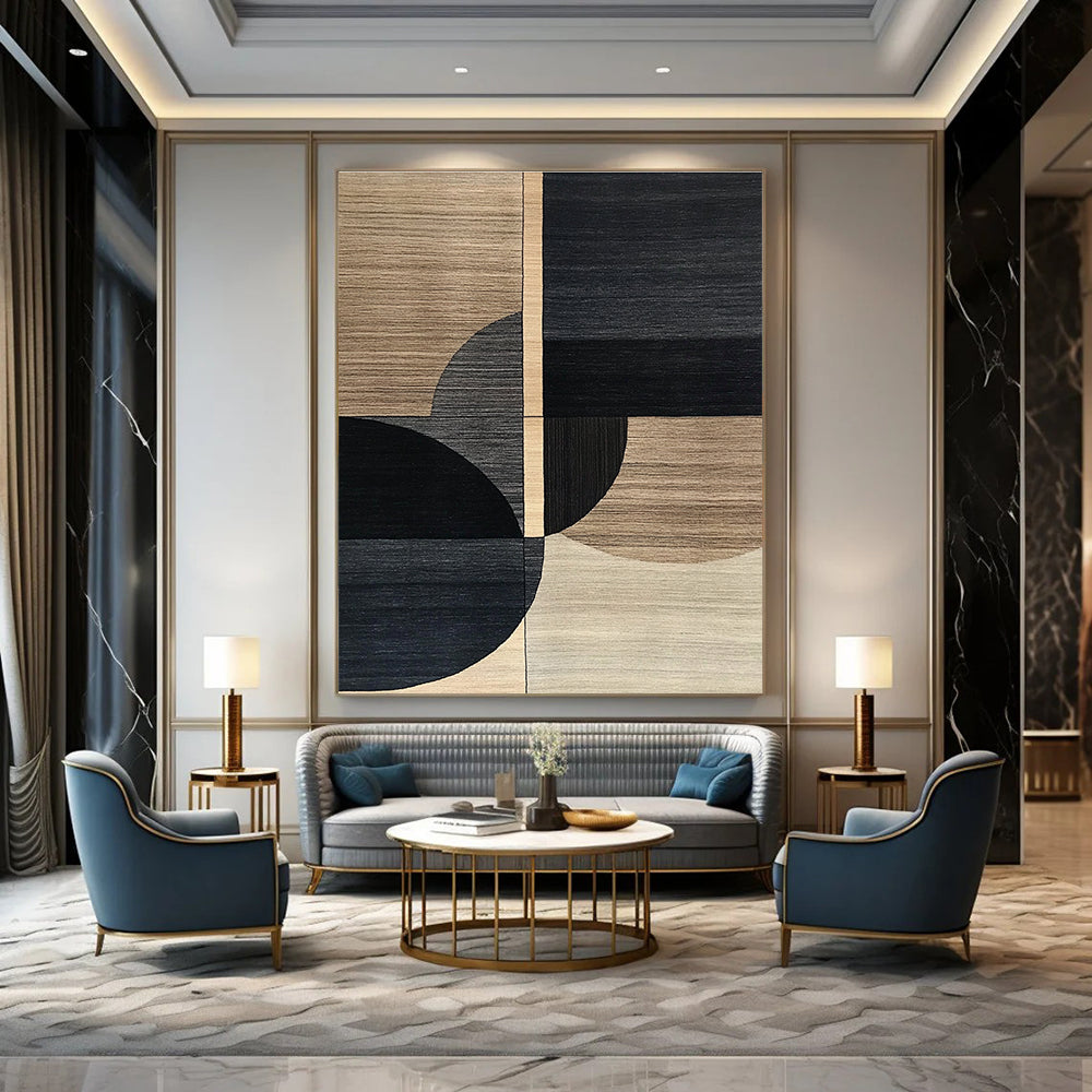 Geometric Wood - Like Shapes Abstract Painting for Contemporary Office Break Rooms GAB1356