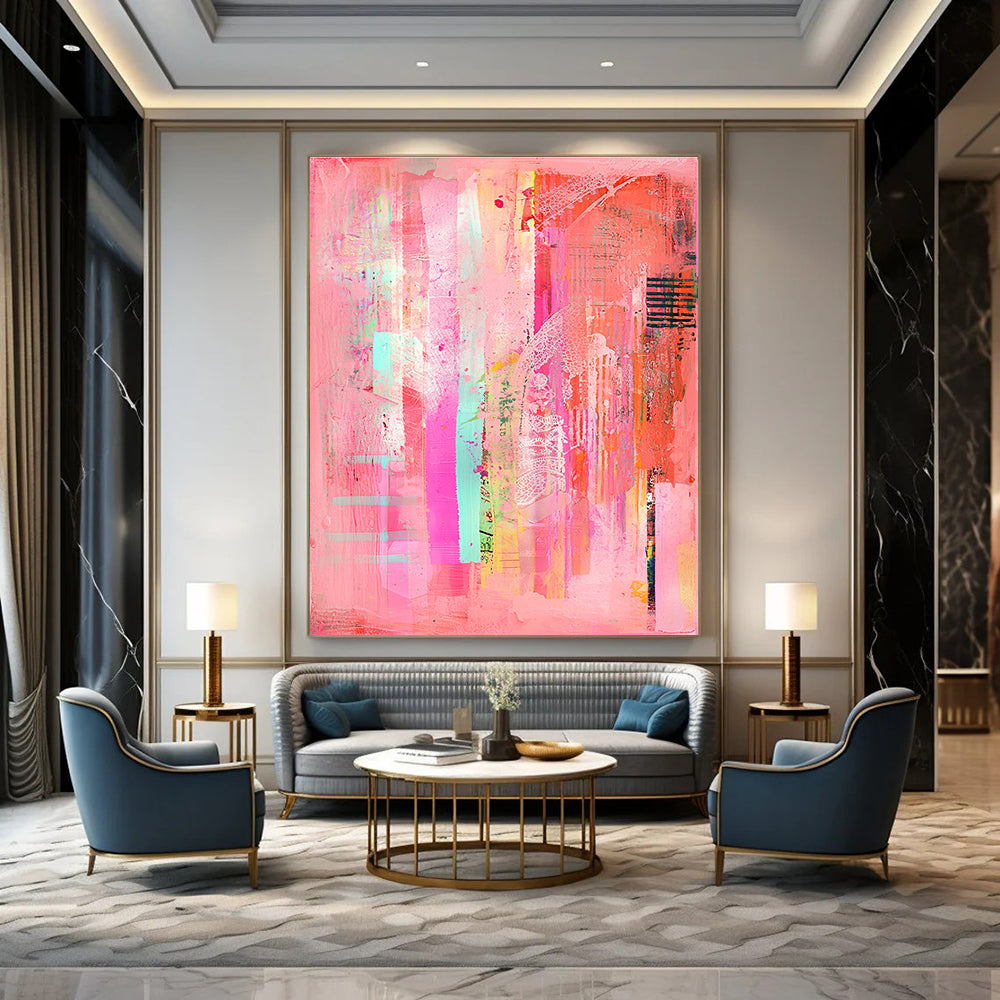 Mixed Media Pink Art Eclectic Abstract Painting GAB0317
