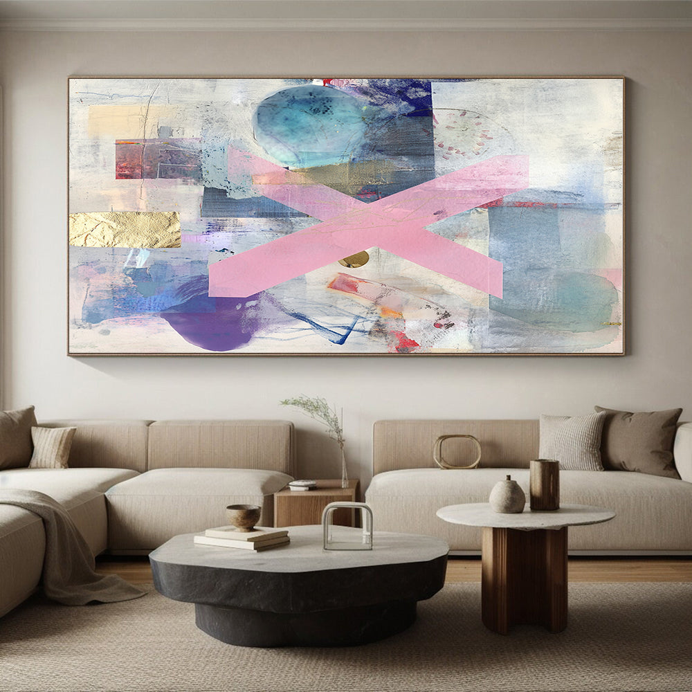 Pink X Collage Abstract Painting with Bold Statement WINK077