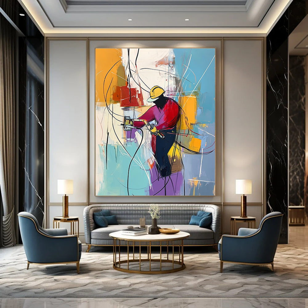 Abstract Worker Painting for Industrial - Styled Offices GAB1036
