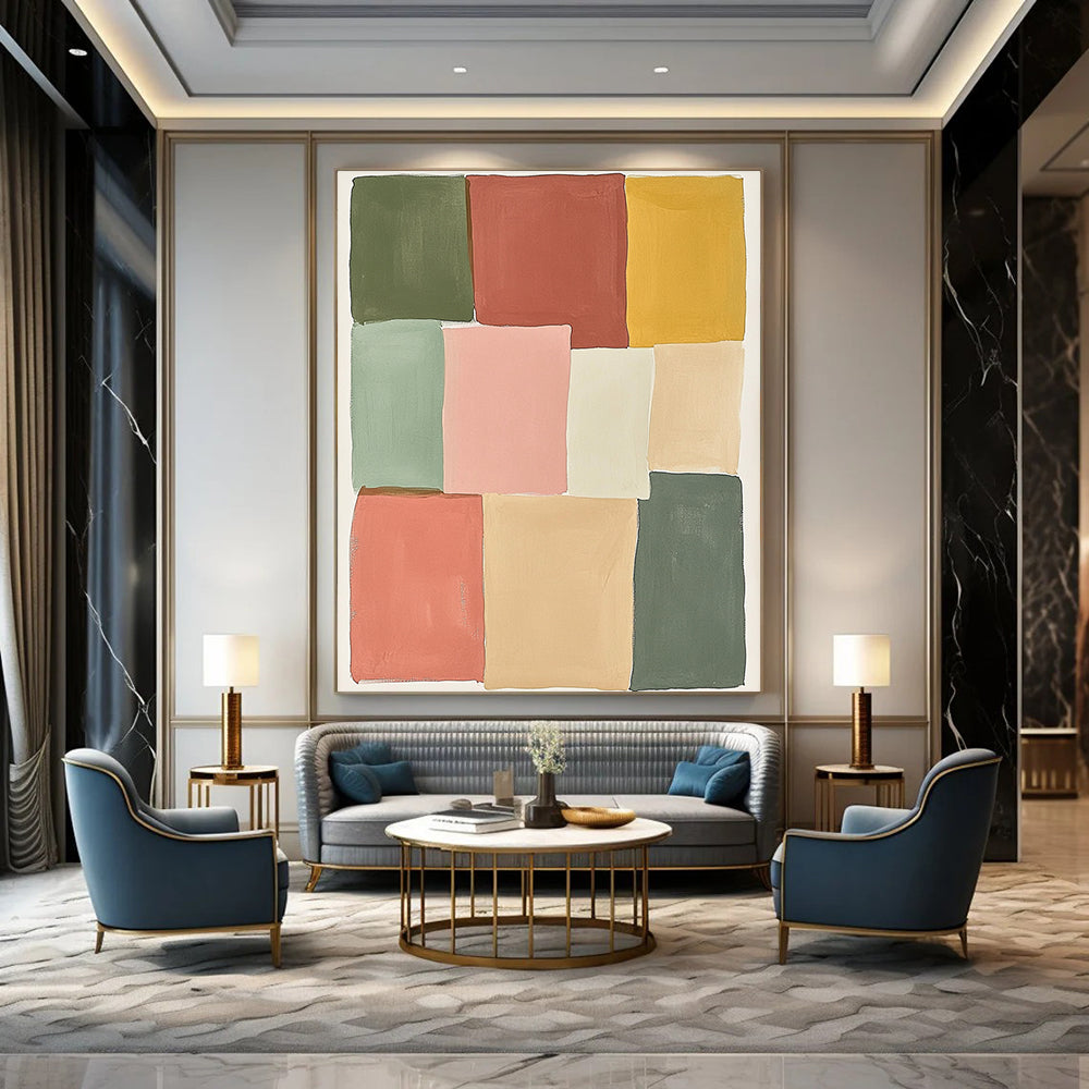 Pastel Color Block Abstract Cheerful Abstract Painting for Light - Filled Spaces GAB1407