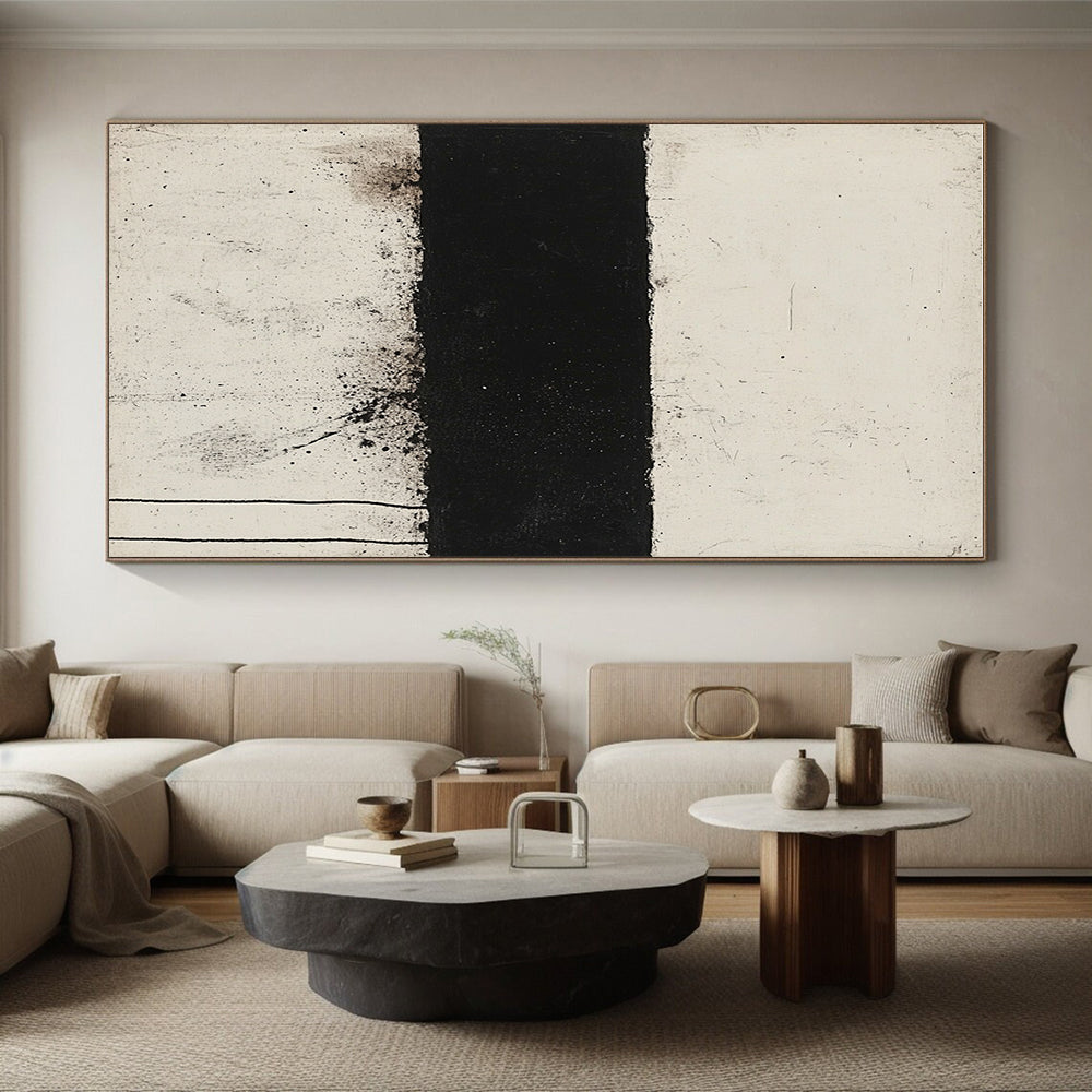 Black and White Strip Abstract Painting with Stark Simplicity WINK143
