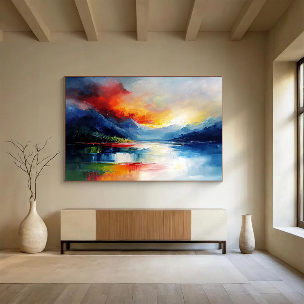 Impasto Sunset Mountain Abstract Painting ABS237