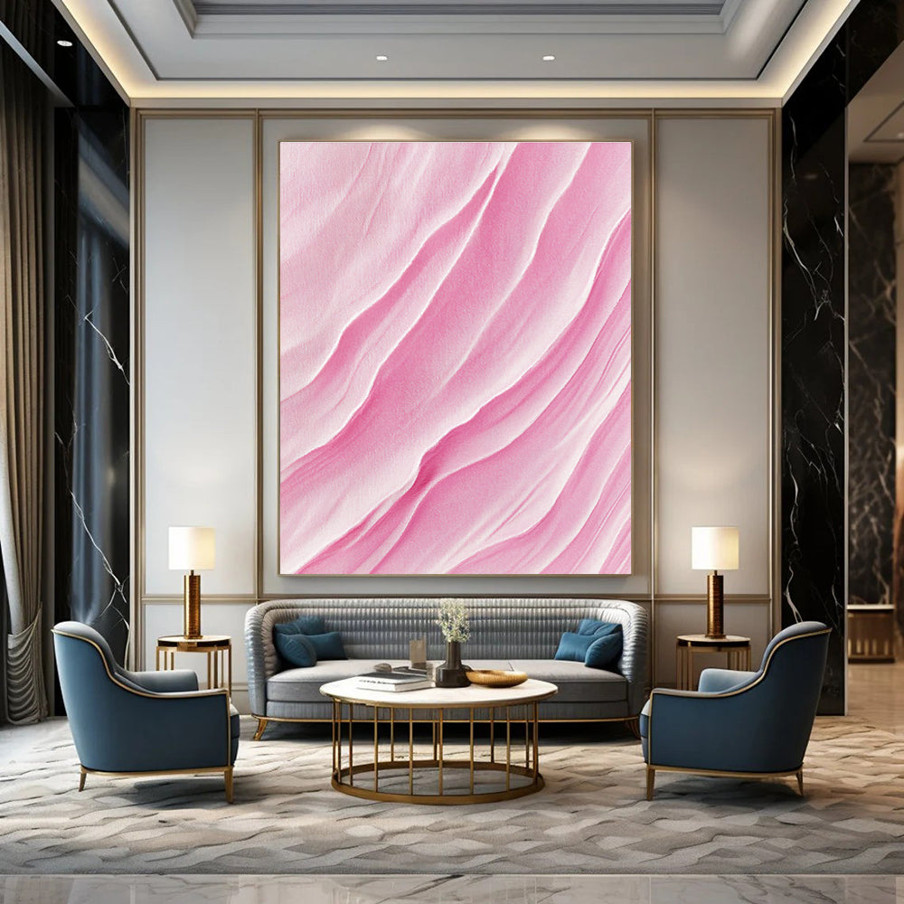 Pink Wavy Texture Abstract Painting for Feminine Spaces GAB1456