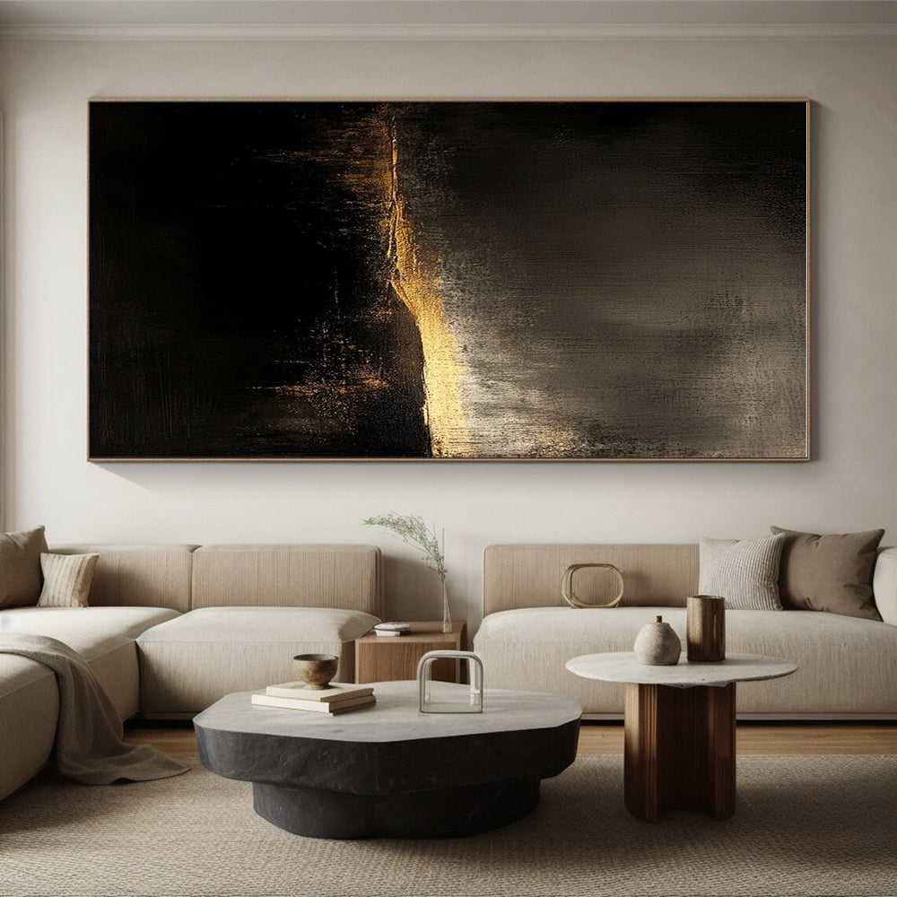 Dark and Golden Abstract Painting with Mysterious Radiance WINK091