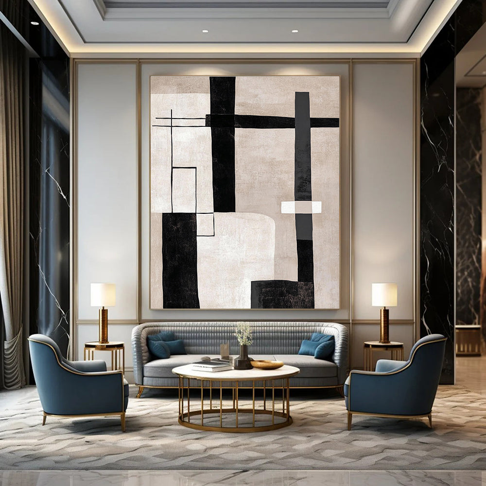 Geometric Neutral Abstract Painting for Industrial - Chic Lofts GAB0781