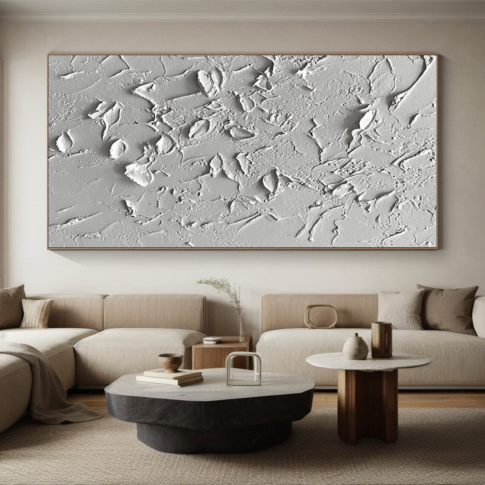White Textured Surface Abstract Painting with Subtle Depth WINK093
