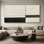 Bold Black and White Lines Abstract Painting with Structured Impact WINK178