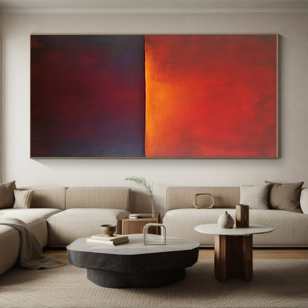 Red and Orange Sunset Abstract Painting with Dramatic Hues WINK863