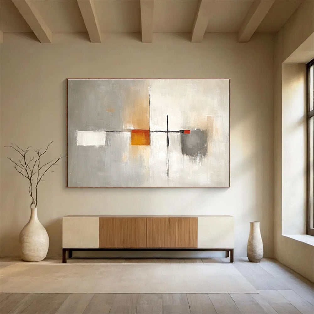 Monochromatic Minimalist Abstract Painting with Delicate Subtle Shifts ABS536