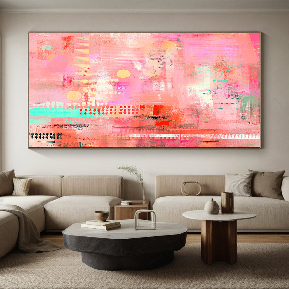 Playful Pink Abstract with Accents Abstract Painting with Cheerful Flair WINK256