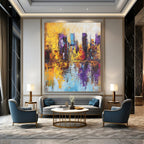 Vivid City Reflection - Colorful Urban Abstract Painting GAB0574
