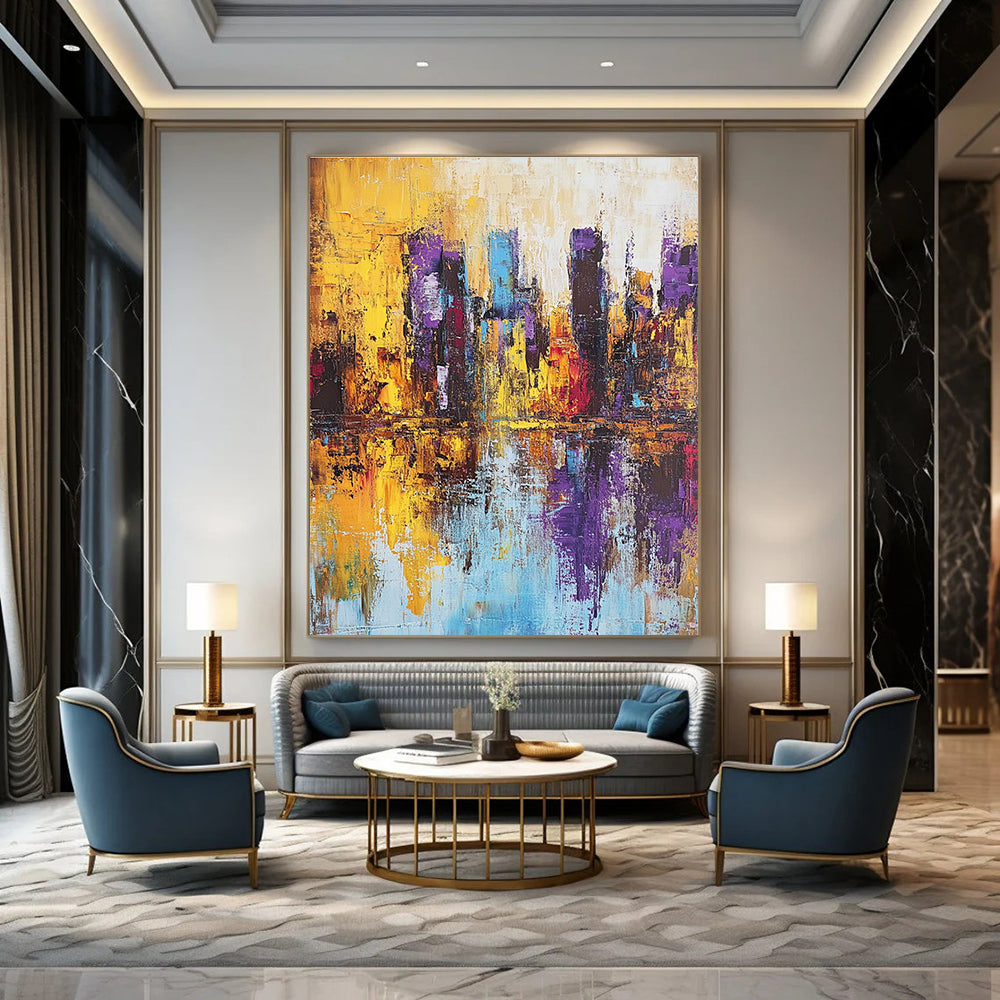 Vivid City Reflection - Colorful Urban Abstract Painting GAB0574
