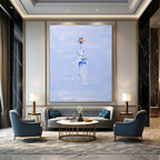 Figure on Textured Blue Path Abstract Painting for Adventure - Themed Spaces HENG327
