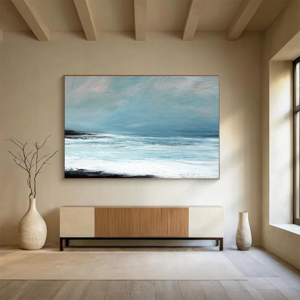Calm Sea Abstract Minimalist Painting for Serene Spaces YHT031