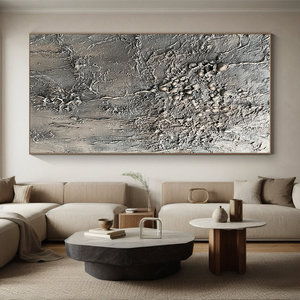 Gray Textured Organic Growth Painting with Natural Intrigue WINK068