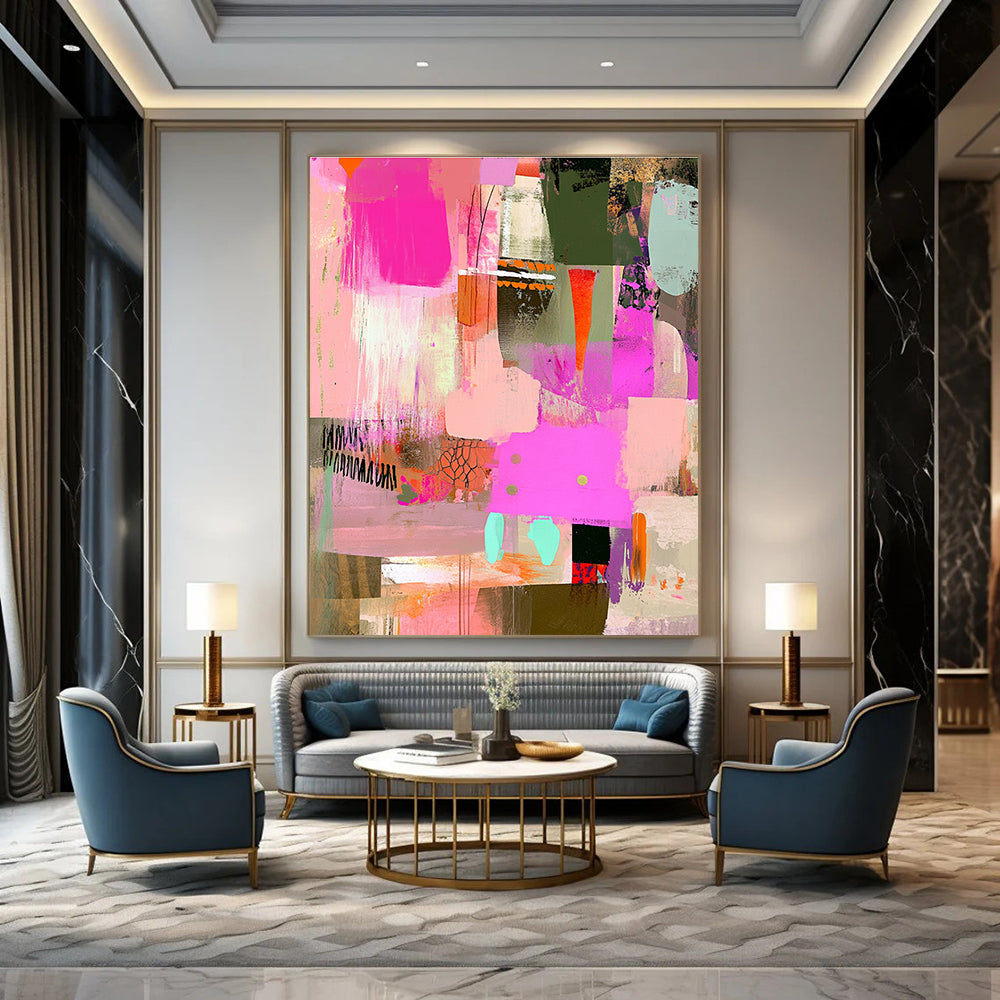 Colorful Collage Abstract Painting for Bohemian - Styled Cafes GAB1013