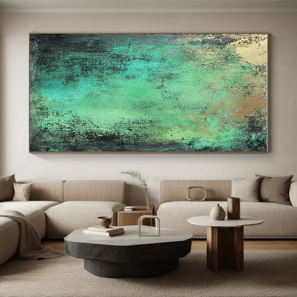 Green and Blue Textured Background Abstract Painting with Fresh Vitality WINK039