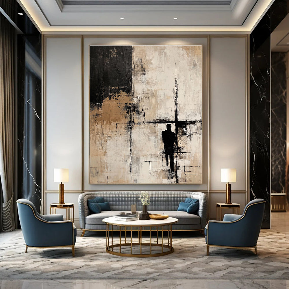Silhouette - Themed Neutral - Tones Abstract Painting for Thoughtful Study Rooms GAB0910