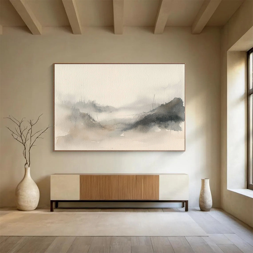 Ink - Washed Mountain Mist Abstract Painting ABS140