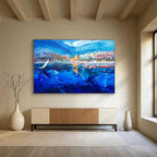 Coastal Town Abstract Painting for Mediterranean - Style Resorts YHT481