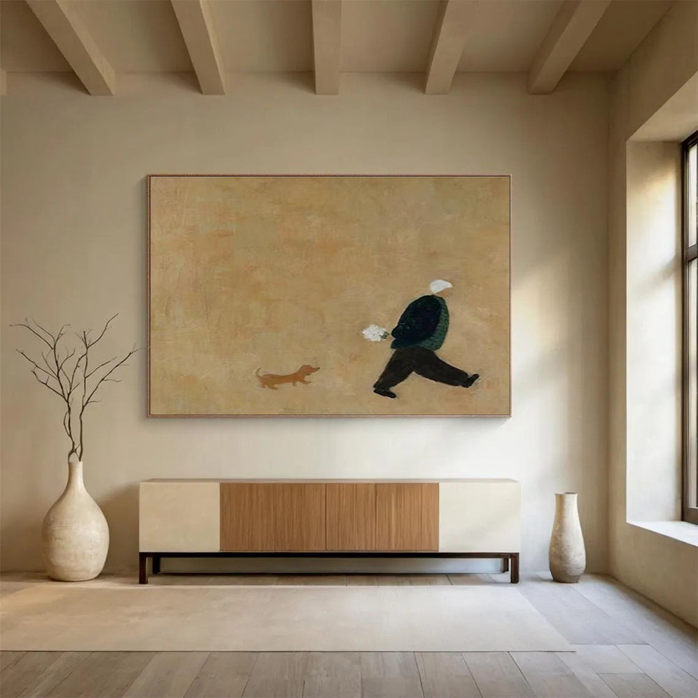 Man and Dog Abstract Painting for Heartwarming Spaces YHT109
