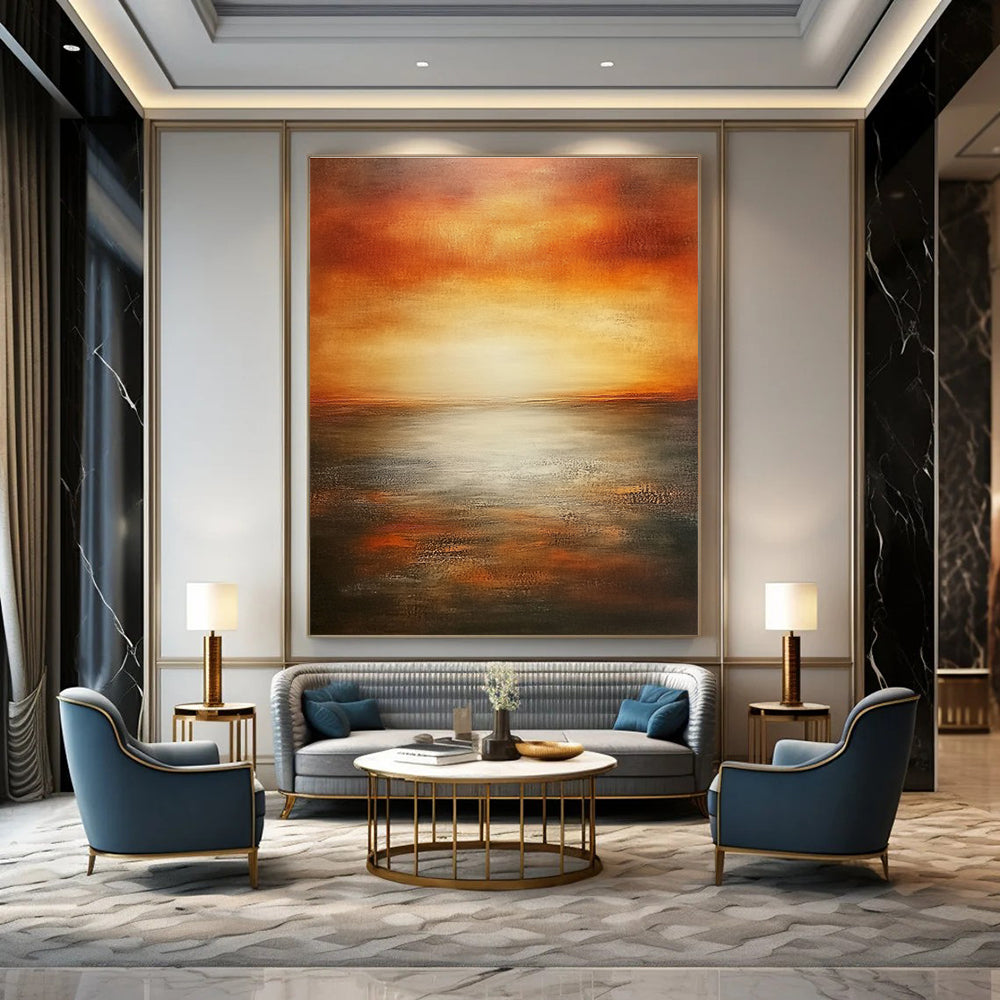 Sunset Over Sea - Serene Seascape Abstract Painting GAB0600