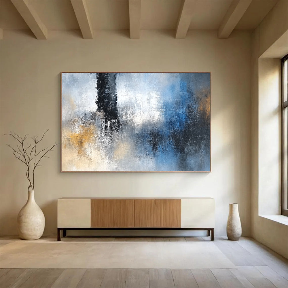 Subtle Gray - Blue Textural Abstract Painting ABS193