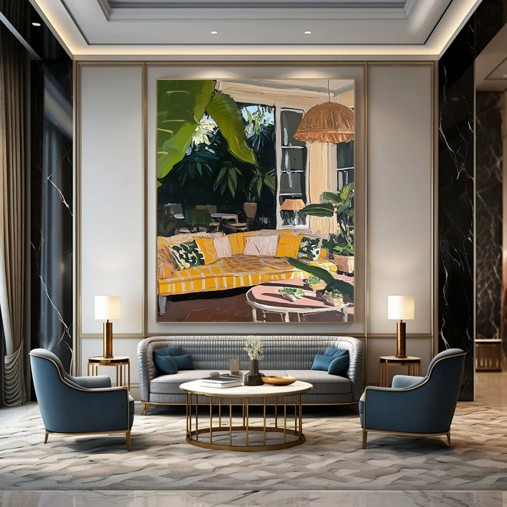 Indoor Outdoor Living Abstract Painting for Stylish Patio Spaces HENG435