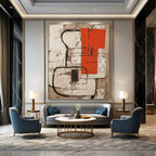 Abstract with Red and Black Painting for Industrial - Style Cafes GAB1262