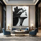 Black Ink on White Face Edgy Abstract Painting for Urban Lofts GAB1516