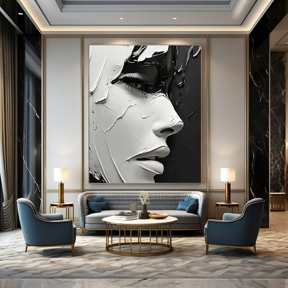 Textured Face Art Abstract Painting of Expressive Layers GAB0123