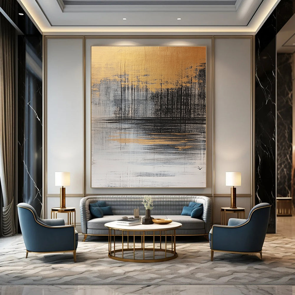 Golden Horizon Abstract - Mystical Landscape Abstract Art GAB0482