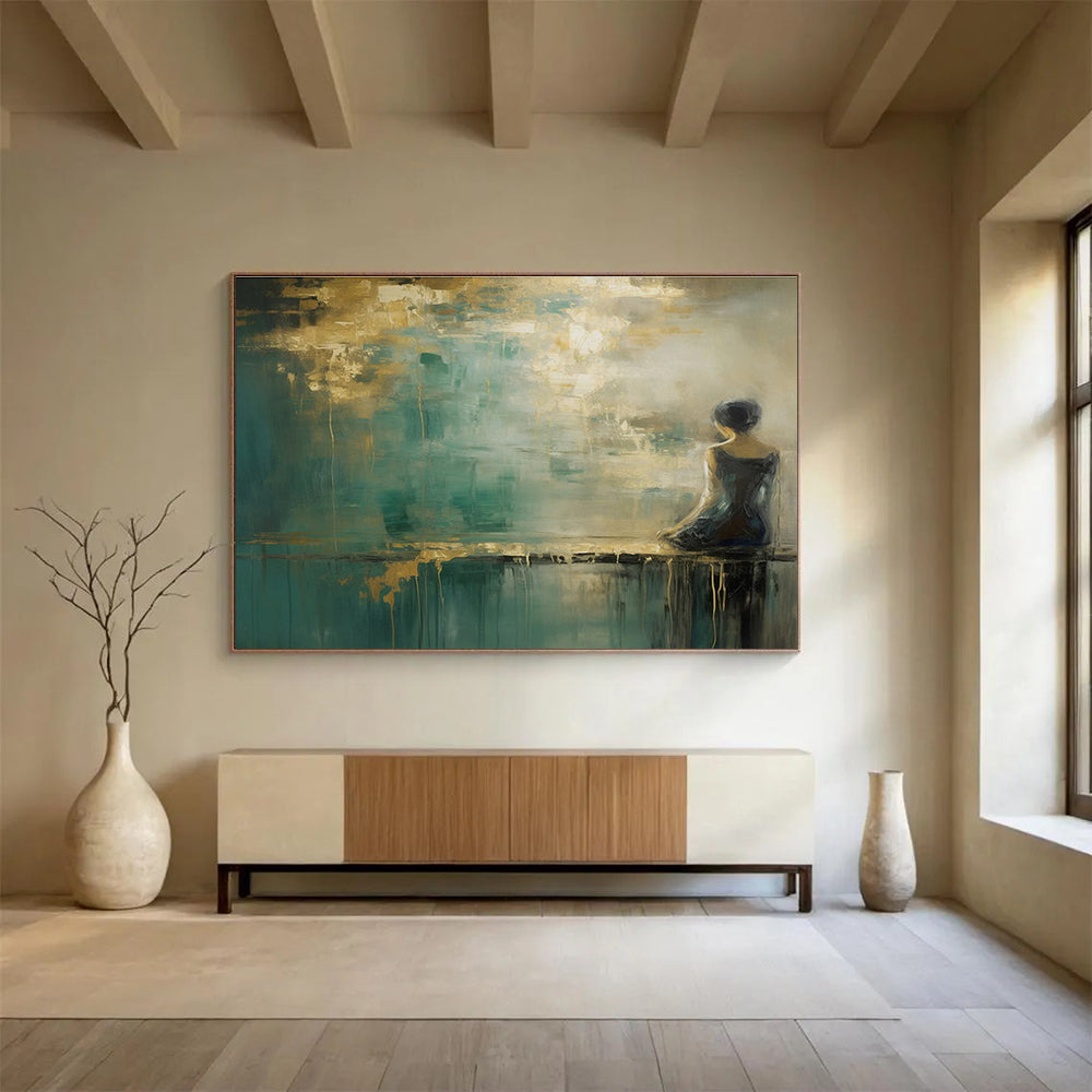 Woman by the Water Abstract Painting for Serene Interiors YHT086