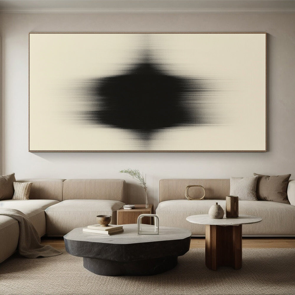 Black and Beige Blur Abstract Painting with Soft Textures WINK844