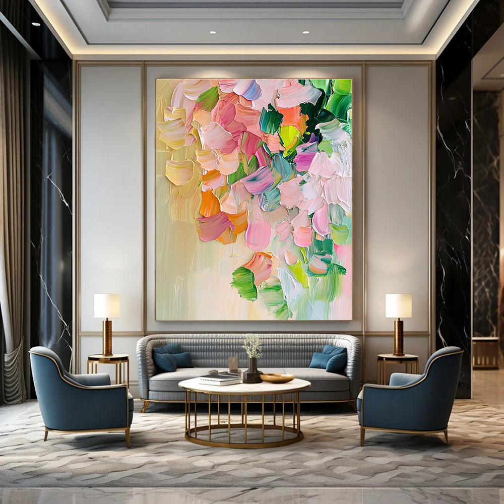 Textured Floral Abstract Painting for Bohemian - Styled Cafes GAB1163