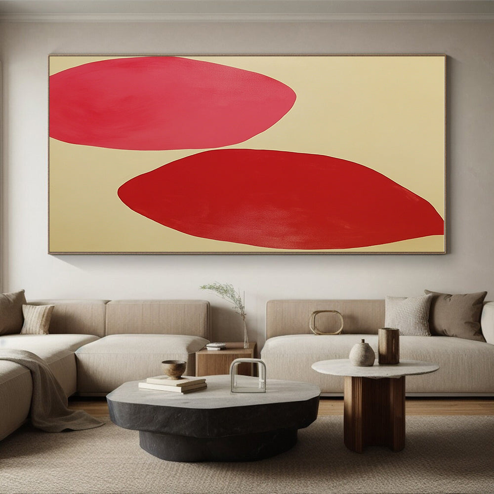 Red - Pink Abstract Painting with Minimalist Elegance WINK538