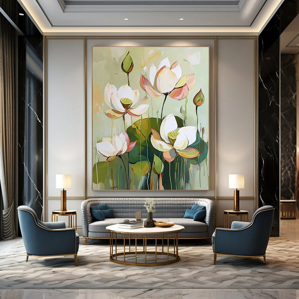 Lotus Flower Abstract Painting for Zen Gardens GAB0778