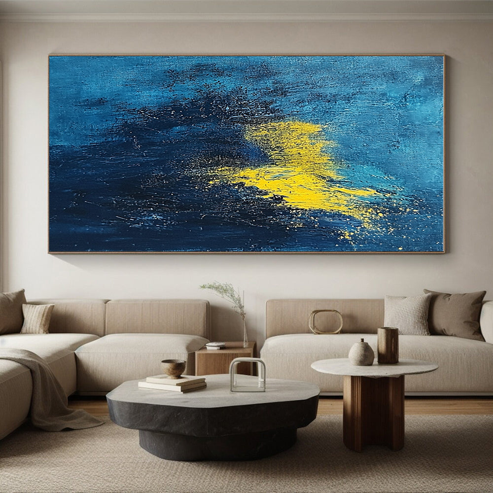 Blue - Yellow Abstract Spark Painting with Energetic Glow WINK395