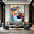 Dynamic Color Block Abstract Painting for Creative Office Spaces GAB1241