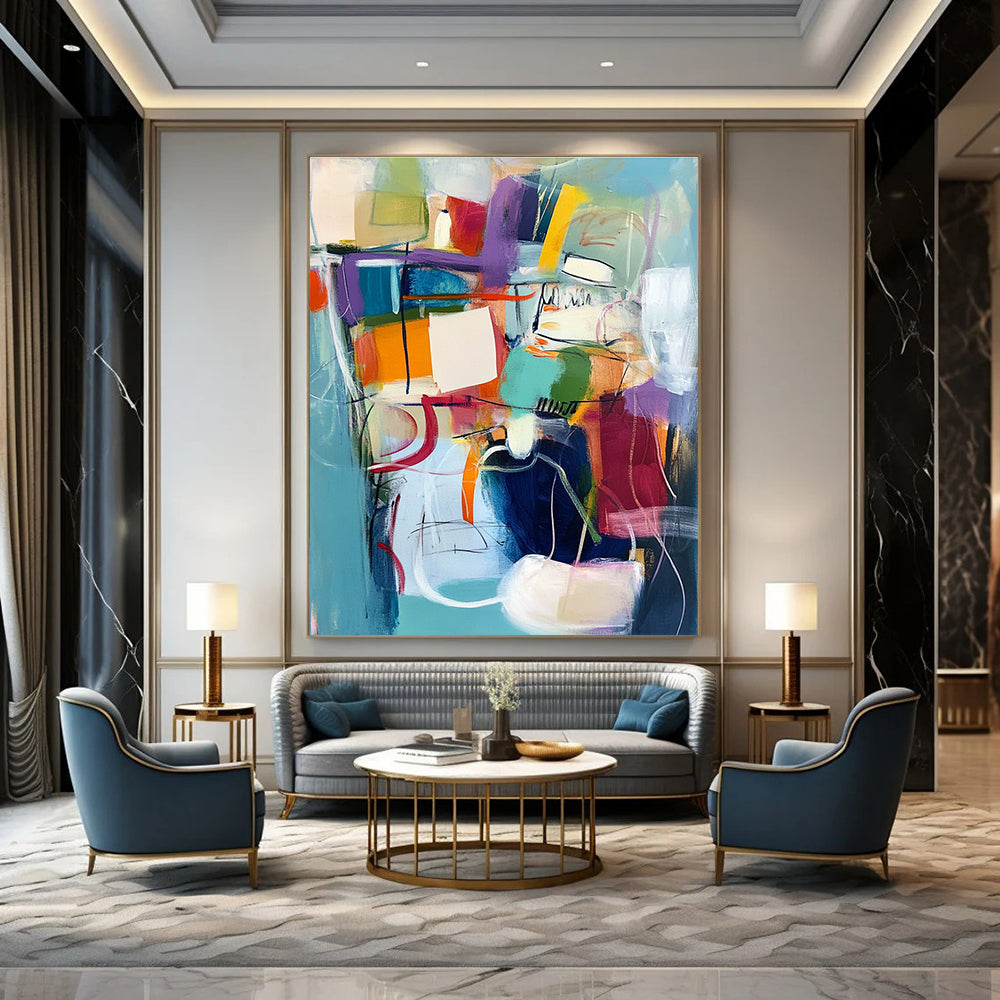 Dynamic Color Block Abstract Painting for Creative Office Spaces GAB1241