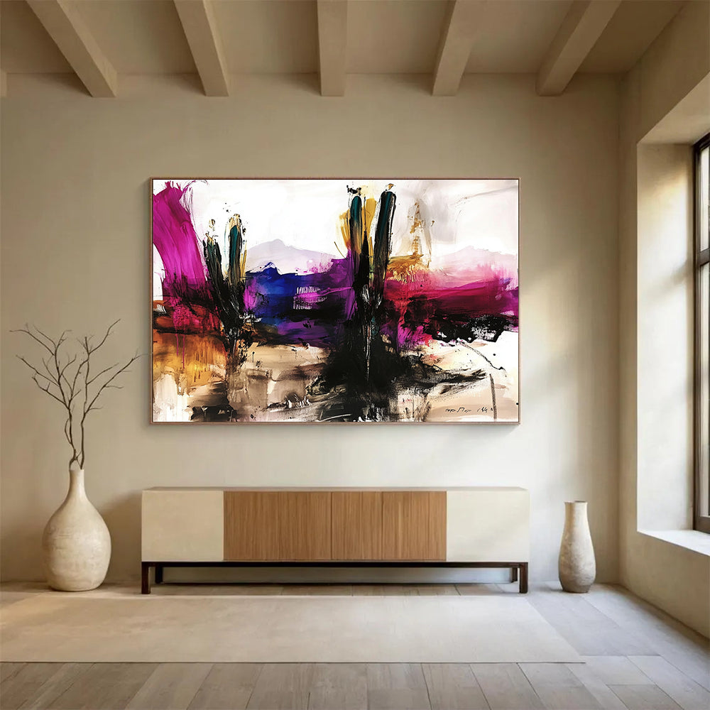 Vibrant Desert Cactus Abstract Painting ABS207