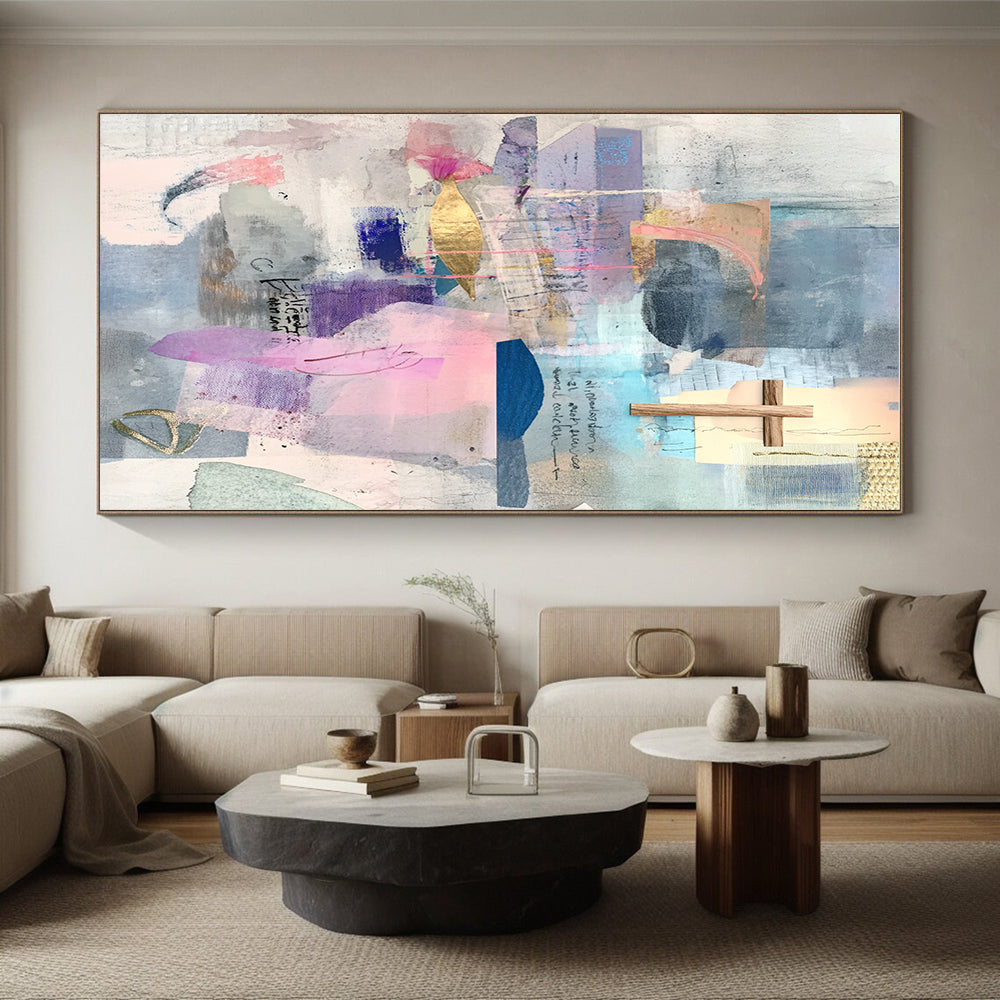 Cross and Color Collage Abstract Painting with Spiritual Whimsy WINK205