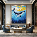 Blue Whale in Ocean Abstract Painting of Marine Majesty GAB0190