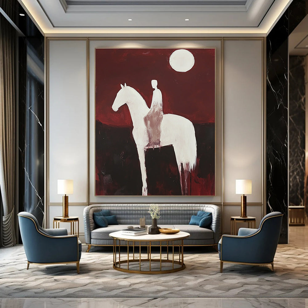 Rider on Horse Abstract Painting for Equestrian - Themed Galleries GAB1047