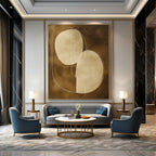 Brown and White Geometric Abstract Painting for Minimalist Offices GAB0971