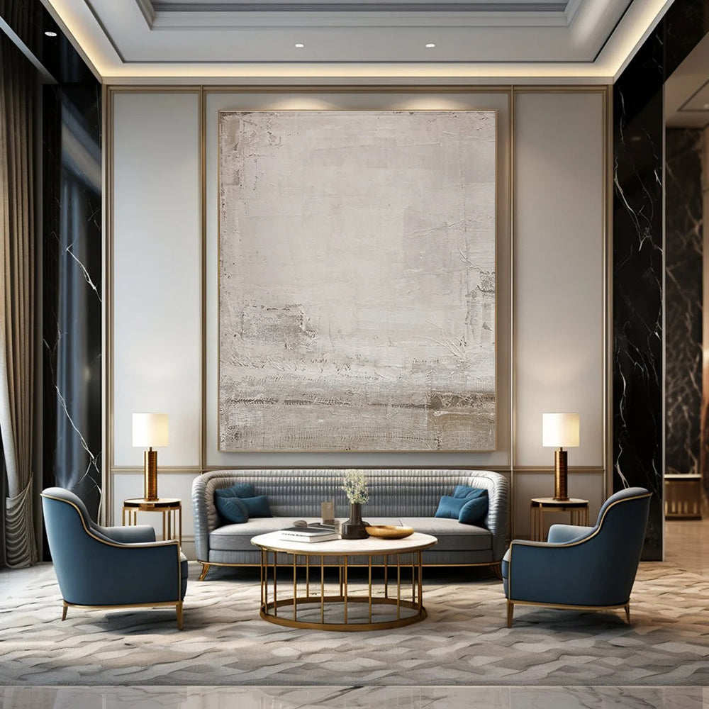 Minimalist Textured Gray Abstract Painting for Zen - Inspired Home Offices HENG055