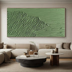 Green Textured Wave Patterns Painting with Natural Rhythm WINK062