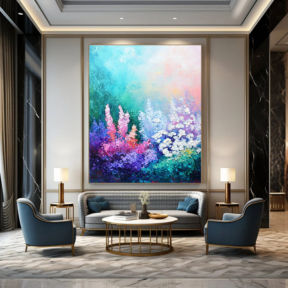 Colorful Flower Field Vibrant Landscape Abstract Painting GAB0273